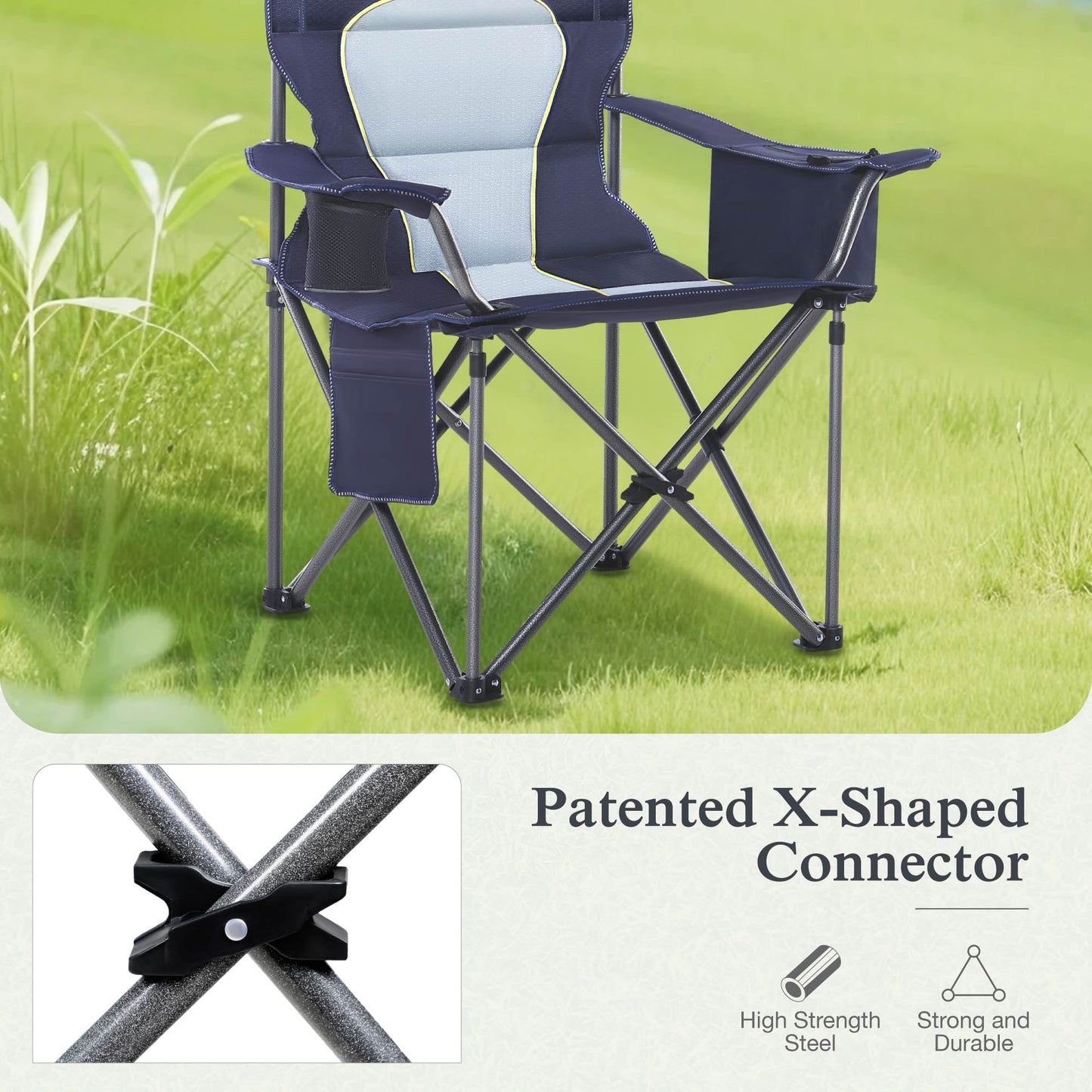Sophia & William Foldable Canopy Chair Portable Camping Lounge Chair Outdoor Sunshade Canopy Chair with Cup Holder, Royal Blue