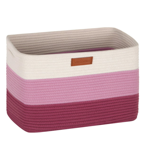 Sophia & William Cotton Rope Storage Basket Woven Laundry Hamper 14.6" Rectangular Organizer with Handles(1 pack)