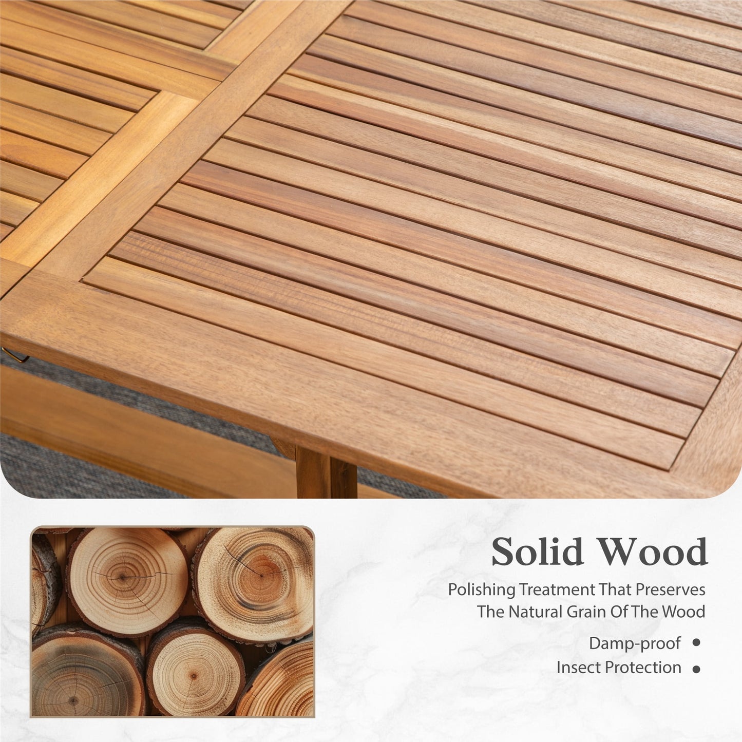 Sophia & William 7 Pieces Patio Dining Set Acacia Wood Outdoor Furniture Set Expandable Table and Natural Wood Chairs with Cushions for Lawn, Garden, Backyard