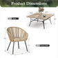 Sophia & William 9 Pieces Outdoor Patio Dining Set, 57.5" Teak Color Metal Square Dining Table and Wicker Rattan Chairs Set for 8, Black Placer Gold