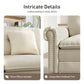 Sophia&William 3-Seat Sectional Sofa Set, Mid-Century Chenille Cloud Couch Modular Sofa with Nailhead Trim, 3 Pillows for Living Room Furniture Sets, White