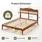 Sophia & William Queen Size Platform Bed Frame Rattan Bed Frame with Adjustable Headboard & Wooden Slats for Bedroom,No Box Spring Needed