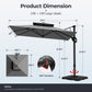 Alpha Joy 10x10ft Outdoor Patio Large Square Cantilever Double Umbrella with 360¡ãRotation, Charcoal Gray