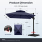 Alpha Joy 12x9ft Outdoor Patio Umbrella Large Rectangle Offset Cantilever Double Umbrella with 360¡ãRotation, Navy Blue