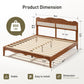 Sophia & William King Size Wood Platform Bed Frame with Wooven Rattan Adjustable Headboard & Wooden Slats,No Box Spring Needed
