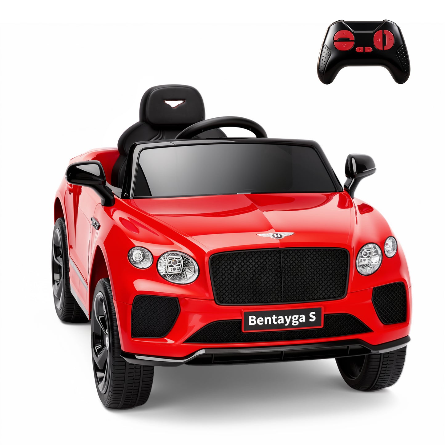 Alpha Joy 12V Kids Ride On Car Licensed Bentley Electric Vehicle with Remote Control, Soft Start, 3 Speed, LED Lights, Built-in Storage & Music, Gift for Boys Girls Ages 3-8, Red