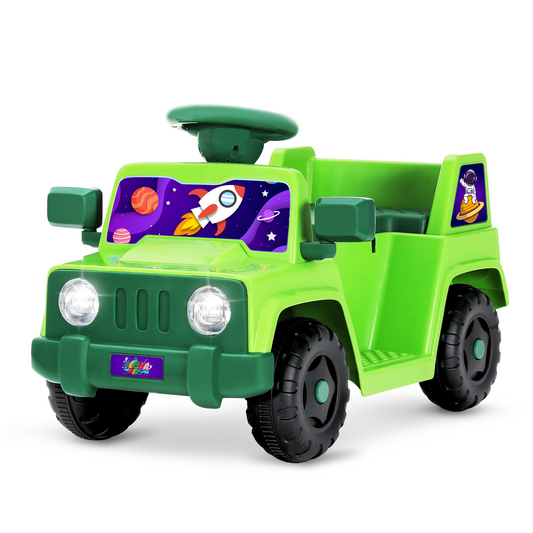 Alpha Joy Kids Remote Control Car Toys with LED Lights & Rocket Sticker, Green