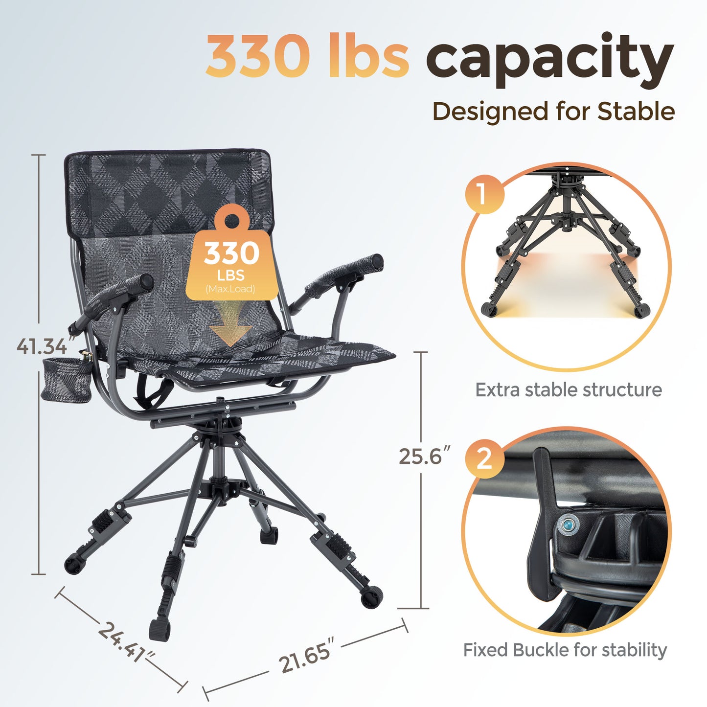 Sophia & William 360 Degree Silent Swivel Breathable Textilene Hunting Blind Foldable Camping Chair with Patented Quick Setup Frame