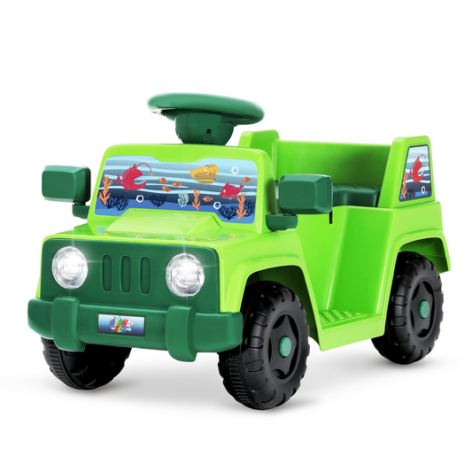 Alpha Joy Kids Remote Control Car Toys with LED Lights & Fish Sticker, Green