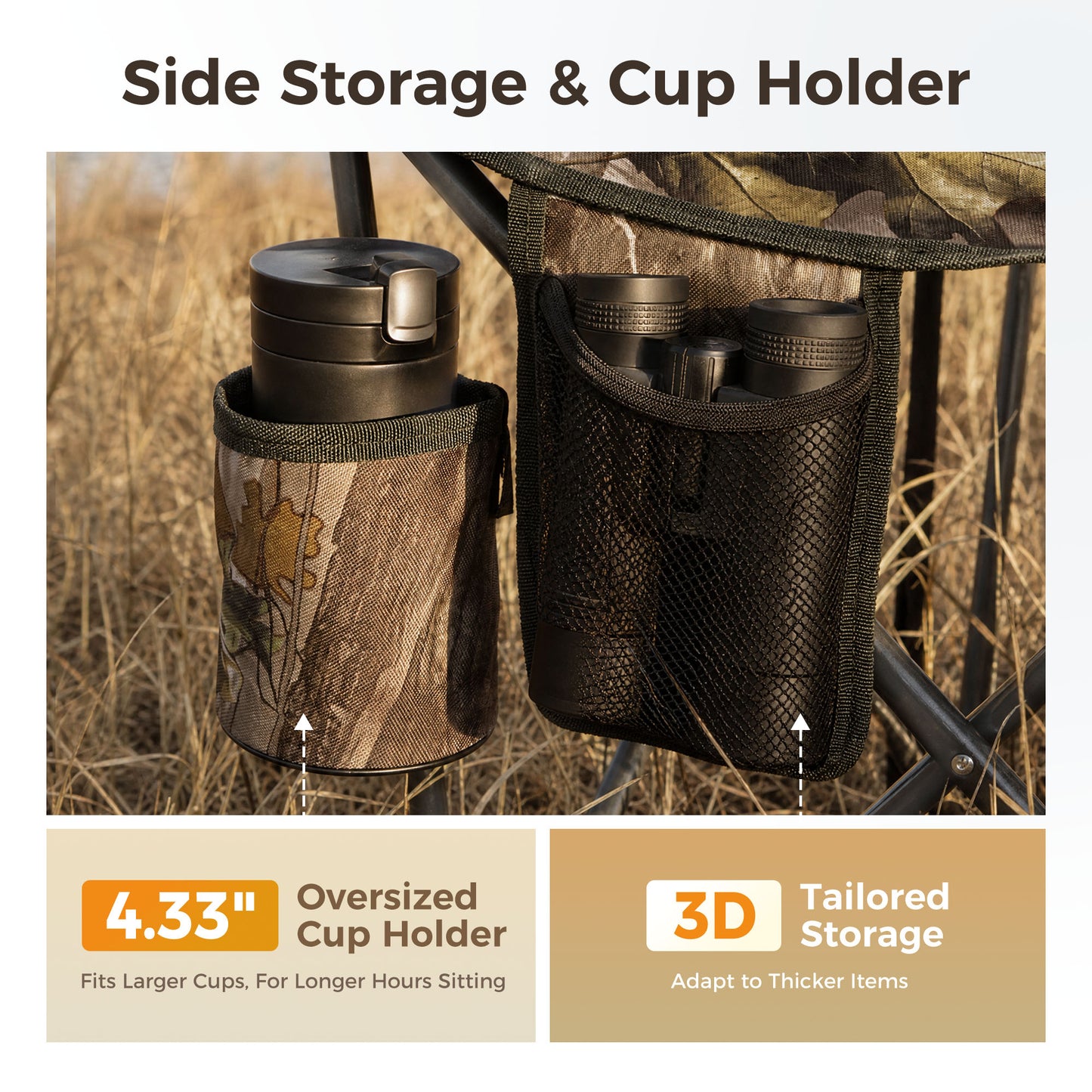 Sophia & William 2 Pack Hunting Chair 600D Waterproof Folding Hunting Blind Supports 230Lbs with Lumbar Support,Camo