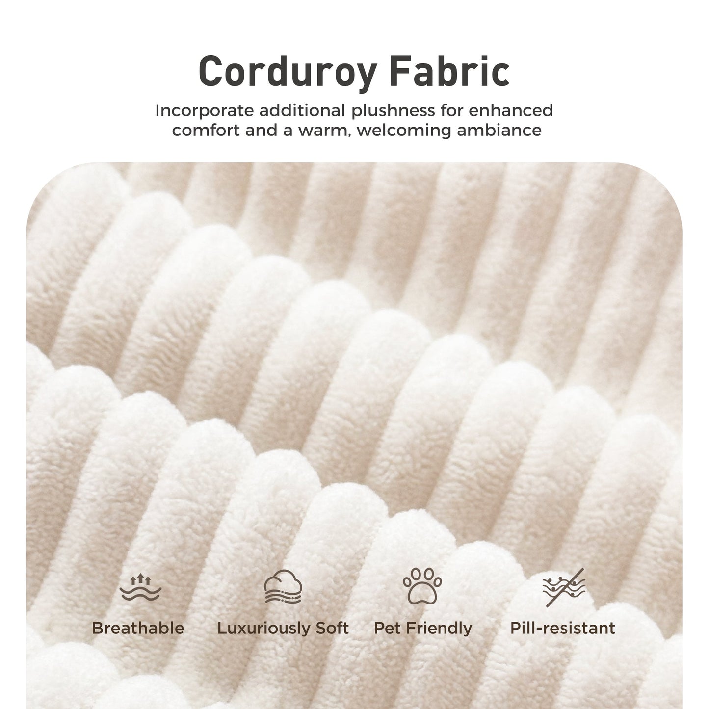 Sophia&William 123.6"L Modular Corduroy Sectional Sofa Couch, 7-Seat Modern U-Shaped Cloud Couch Convertible Sofa for Living Room,Beige