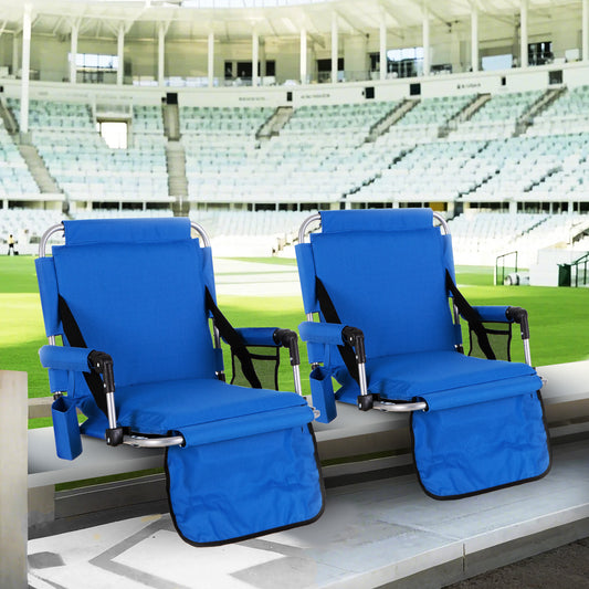 Sophia&William Set of 2 Portable Stadium Chair Stadium Seat for Bleacher with Cup Holder