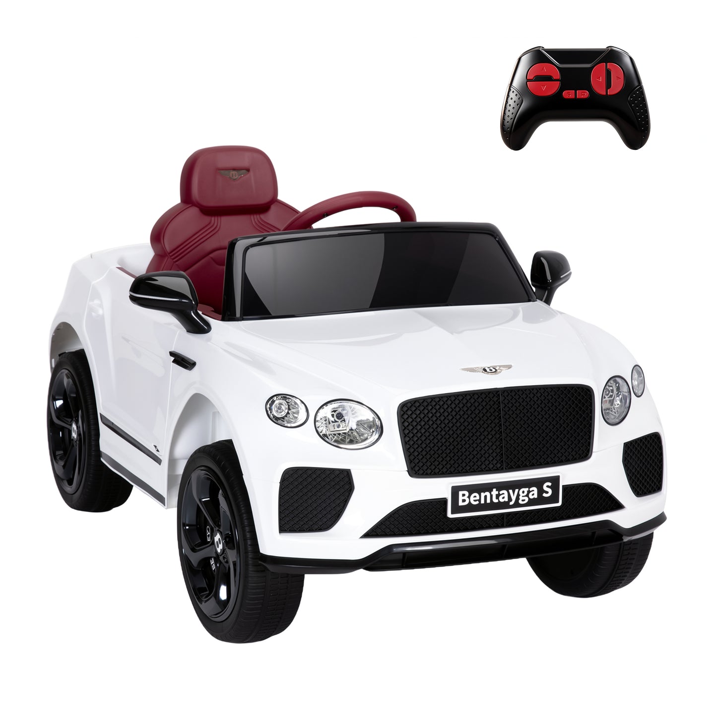 Alpha Joy 12V Kids Ride On Car Licensed Bentley Electric Vehicle with Remote Control, Soft Start, 3 Speed, LED Lights, Built-in Storage & Music, Gift for Boys Girls Ages 3-8, White