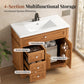 Sophia & William 36inch Bathroom Vanity with 5inch Deep Sink Freestanding Wood Bathroom Cabinet Vanity with 2 Doors with Shelf & 2 Drawers, Teak