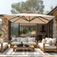 Alpha Joy 12x9ft Outdoor Patio Large Square Cantilever Double Umbrella with 360° Rotation, Beige