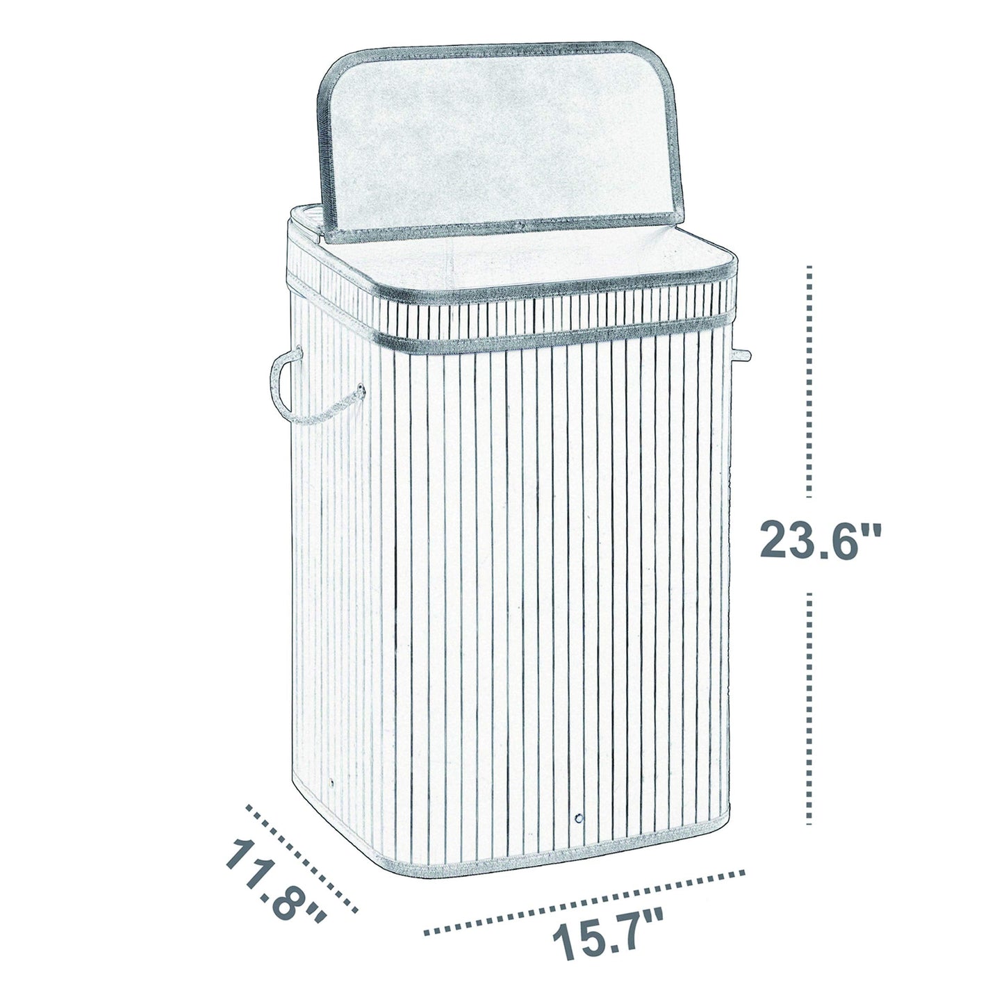 Sophia & William Laundry Hamper with Lid, 72L Bamboo Laundry Basket with Removable Liner, Collapsible Storage Dirty Clothes Basket with Handles for Laundry Bedroom, Black