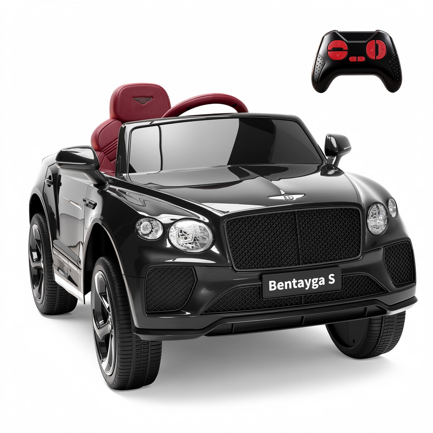 Alpha Joy 12V Kids Ride On Car Licensed Bentley Electric Vehicle with Remote Control, Soft Start, 3 Speed, LED Lights, Built-in Storage & Music, Gift for Boys Girls Ages 3-8, Black
