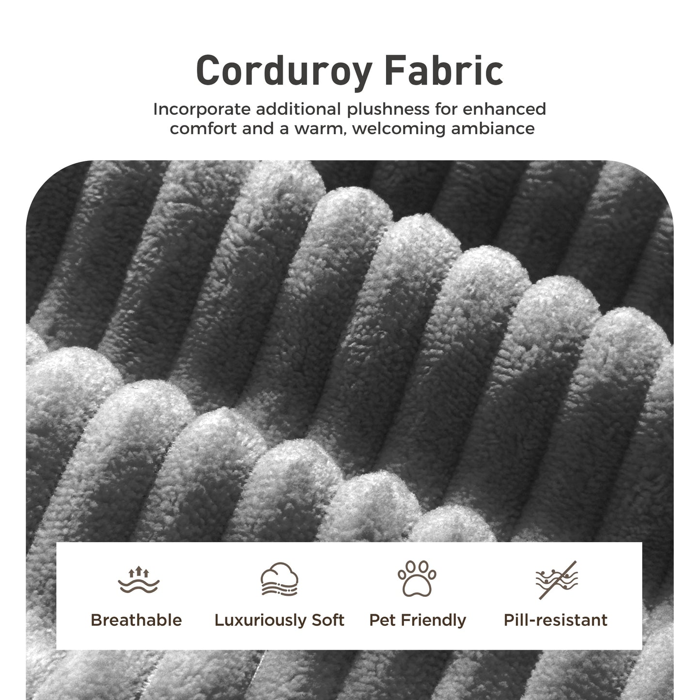 Sophia&William 87.5"LConvertible Sectional Sofa Couch, Modern Corduroy Couch 2-Seat Sofa Loveseat for Living Room,Gray