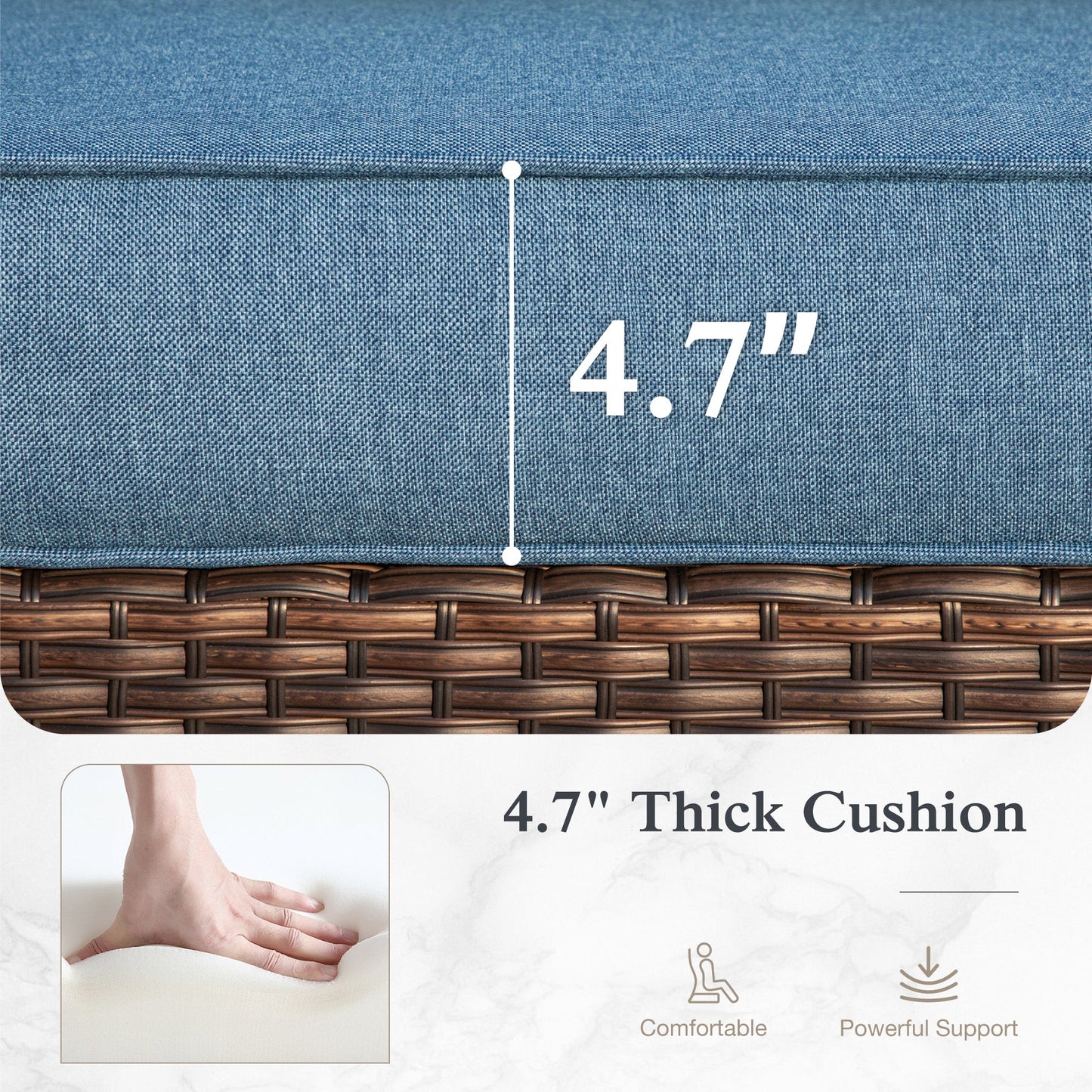 Sophia & William 4 Pieces Wicker Patio Furniture Set 4-Seat Outdoor Conversation Set with Cushions, Brown & Blue