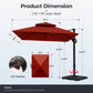 Alpha Joy 12x9ft Outdoor Patio Umbrella Large Rectangle Offset Cantilever Double Umbrella with 360¡ãRotation, Brick Red
