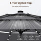 Alpha Joy 10ft 3 Tier Auto-tilt Outdoor Patio Umbrella Beach Garden Double Vented Table Umbrella with Solar Lights, Smoky Gray