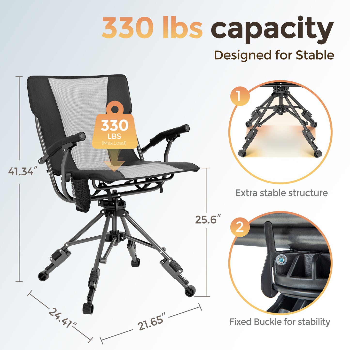 Sophia & William Outdoor Camping Chair - Lightweight Breathable Mesh Folding Chair with Adjustable Height, 330 lbs Capacity, Ideal for Hunting and Blind Use
