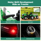 Alpha Joy 24V Powered Ride on Tractor with Detachable Trailer Electric Toy Car with Remote Control, Tippable Trailer, USB, Headlight, Bluetooth, 3 Speed Adjustable for Kids 3+, Green