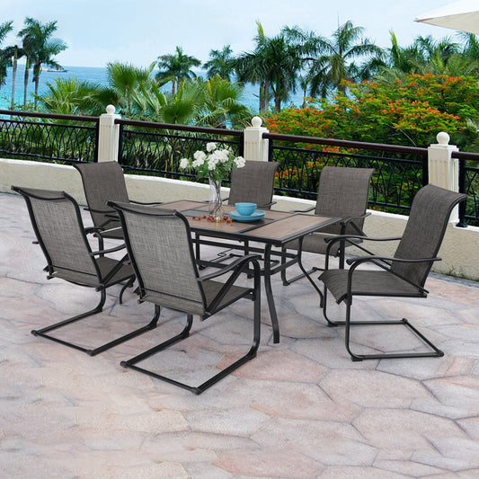 Sophia&William 7-Piece Metal Outdoor Patio Dining Furniture Set, Gray