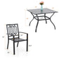 Sophia & William 5 Pcs Metal Patio Outdoor Dining Set with 4 Stackable Chairs and Square Table Furniture Set, Black