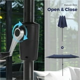 Sophia & William 8-Piece Outdoor Patio Dining Set with 13 ft Navy Umbrella, Rectangle Table & Textilene Chairs for 6