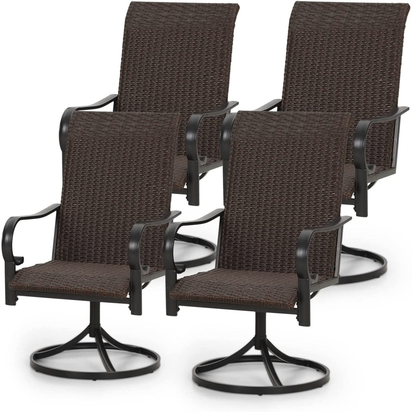 Sophia & William Outdoor Wicker Rattan Swivel Dining Chairs Set of 4