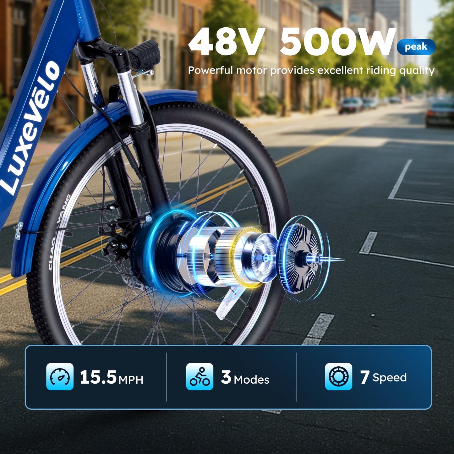 Alpha Joy 24", Electric Bike with Removable Basket, 48V 13Ah Battery & 48V 350W(Peak 500W) Motor 3 Wheels Ebike for Adults UL2849