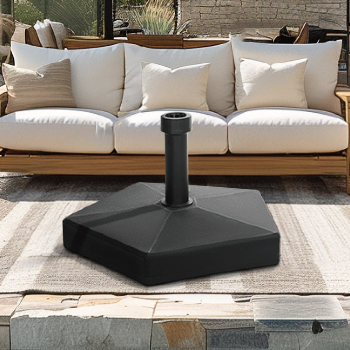 Alpha Joy Fillable Umbrella Base Stand ¨C Fits 1.5"/1.9" Poles, Black