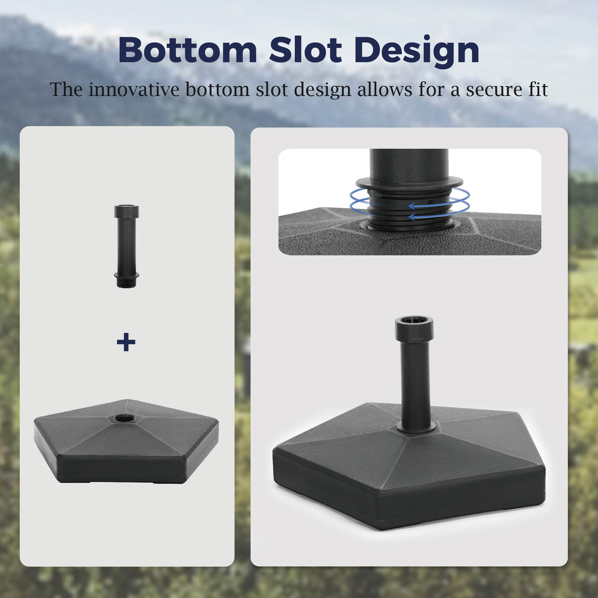 Alpha Joy Fillable Umbrella Base Stand ¨C Fits 1.5"/1.9" Poles, Black