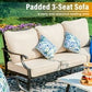 Sophia&William 4 Piece Patio Outdoor Furniture Set Conversation Sofa Set with 45" Fire Pit Table, Beige