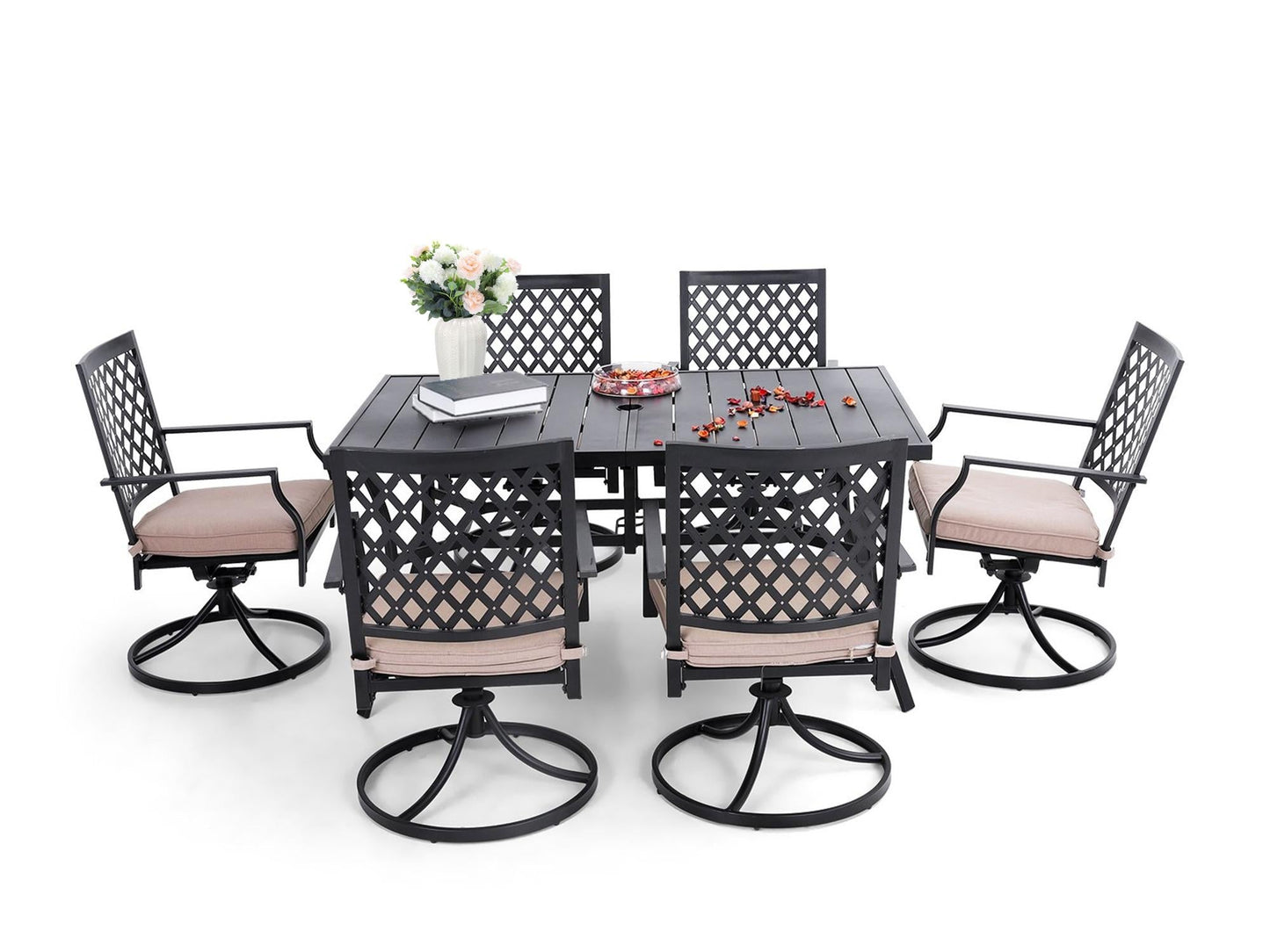 Sophia & William 7 Peices Outdoor Patio Dining Set Swivel Chairs and Table Set