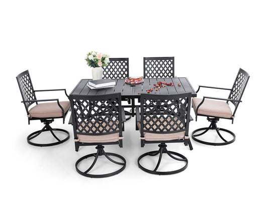 Sophia & William 7 Peices Outdoor Patio Dining Set Swivel Chairs and Table Set