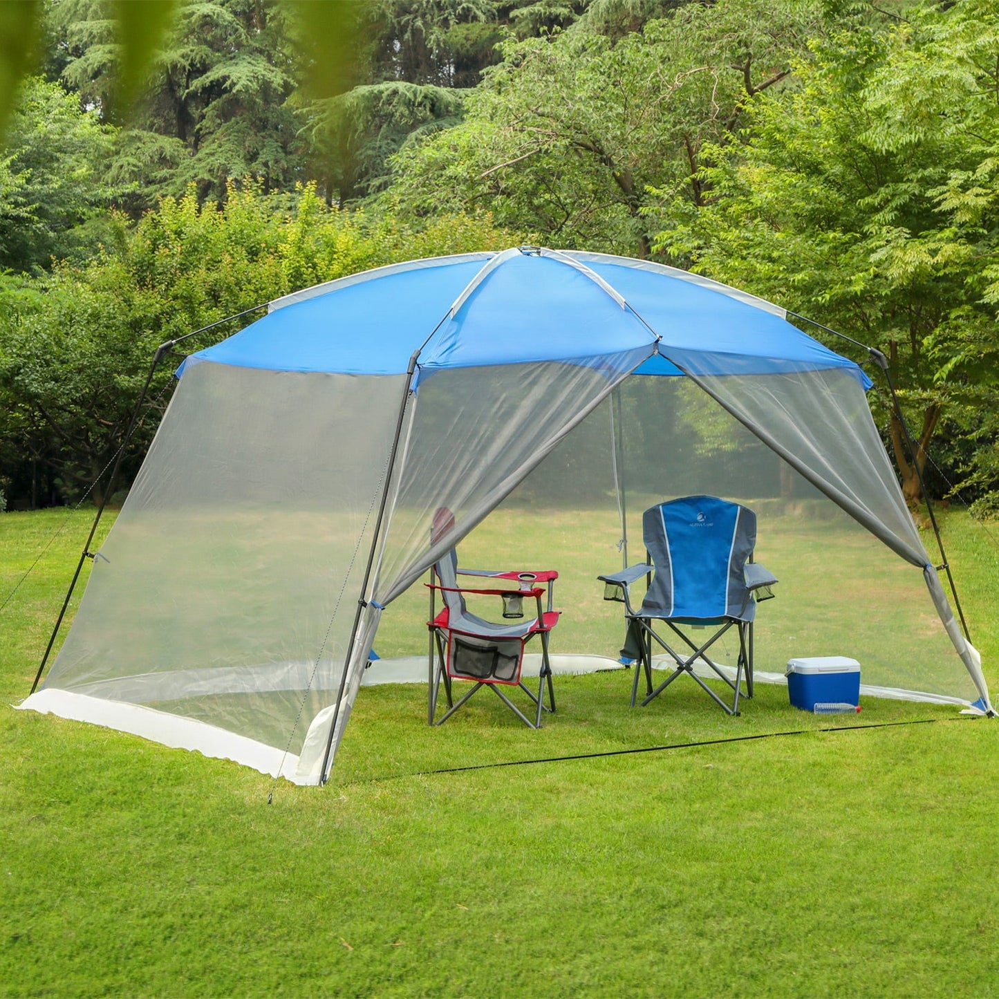 Sophia & William 7.6'x7.2' Sunshade Beach Tent UPF 50+ Sun Shelter Portable Canopy Beach Tent for 3-4 Person, Blue