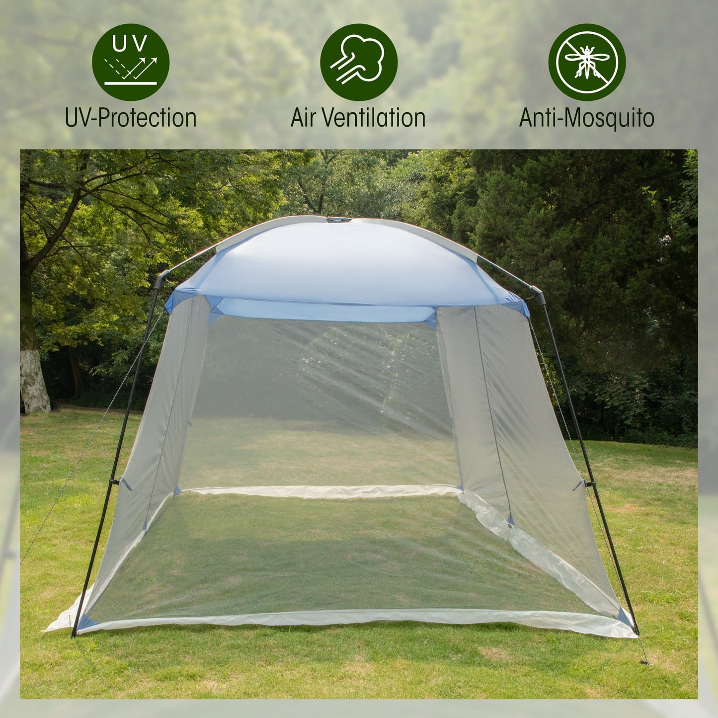 Sophia & William 7.6'x7.2' Sunshade Beach Tent UPF 50+ Sun Shelter Portable Canopy Beach Tent for 3-4 Person, Blue