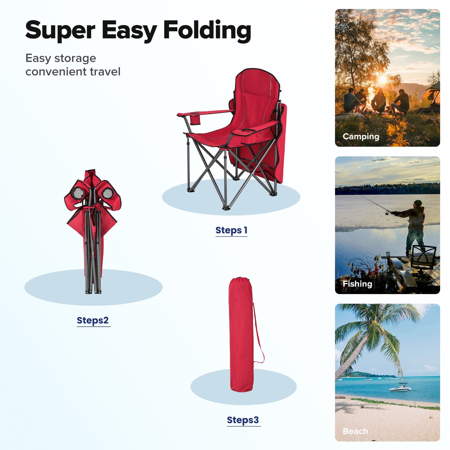 Sophia & William Foldable Canopy Chair Portable Camping Lounge Chair Outdoor Sunshade Canopy Chair with Cup Holder, 2 Pack, Light Blue