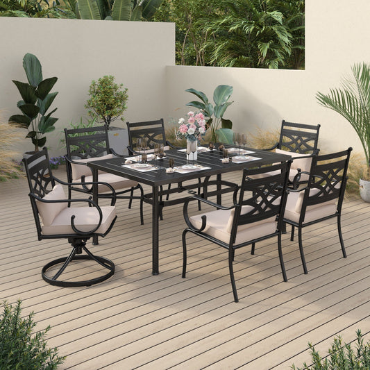 Sophia&William 7-Piece Outdoor Patio Dining Set Cushioned Chairs and Steel Table