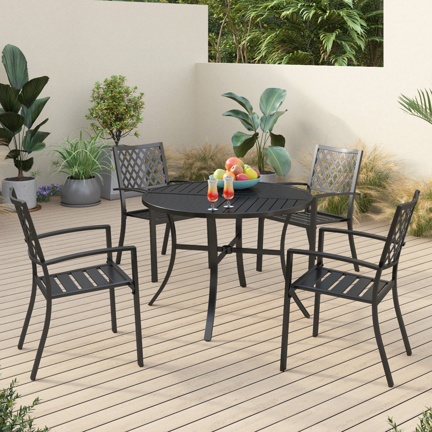 Sophia & William 5 Peices Metal Patio Dining Set with 42" Table for 4