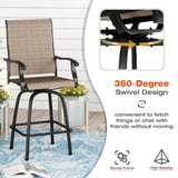 Sophia & William 2 Pcs Outdoor Swivel Metal Bar Stools Patio Height Textilene Chairs in Brown