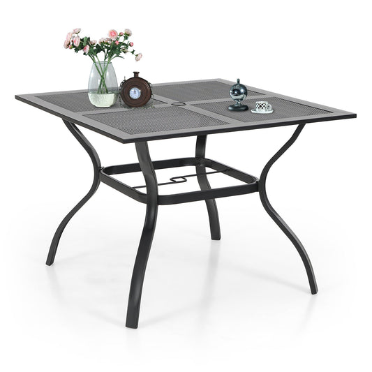 Sophia & William 37" x 37" Outdoor Square Dining Table Black Steel Frame for 4 Chairs