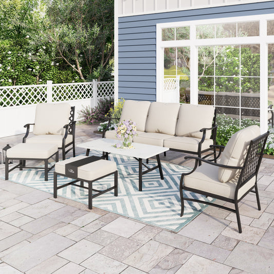 Sophia&William 6 Piece Patio Conversation Set Patio Table and Chairs Sets with Cushions and Pillows
