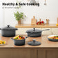 Sophia & William 7 Pieces Enameled Cast Iron Nonstick Cookware Set, Grey Blue