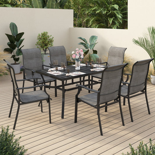 Sophia & William 7 Pieces Metal Patio Dining Set for 6 People Outdoor Chairs Table Set