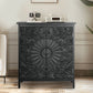 Alpha Joy Accent Cabinet with 2 Doors, Wood Entryway Cabinet with Flower Pattern in Wood Frame for Living Room, Dining Room, Black