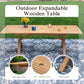 Sophia & William 7 Pieces Acacia Wood Outdoor Patio Dining Set Expandable Table and Patio Chairs Natural Wood for Lawn, Garden, Backyard