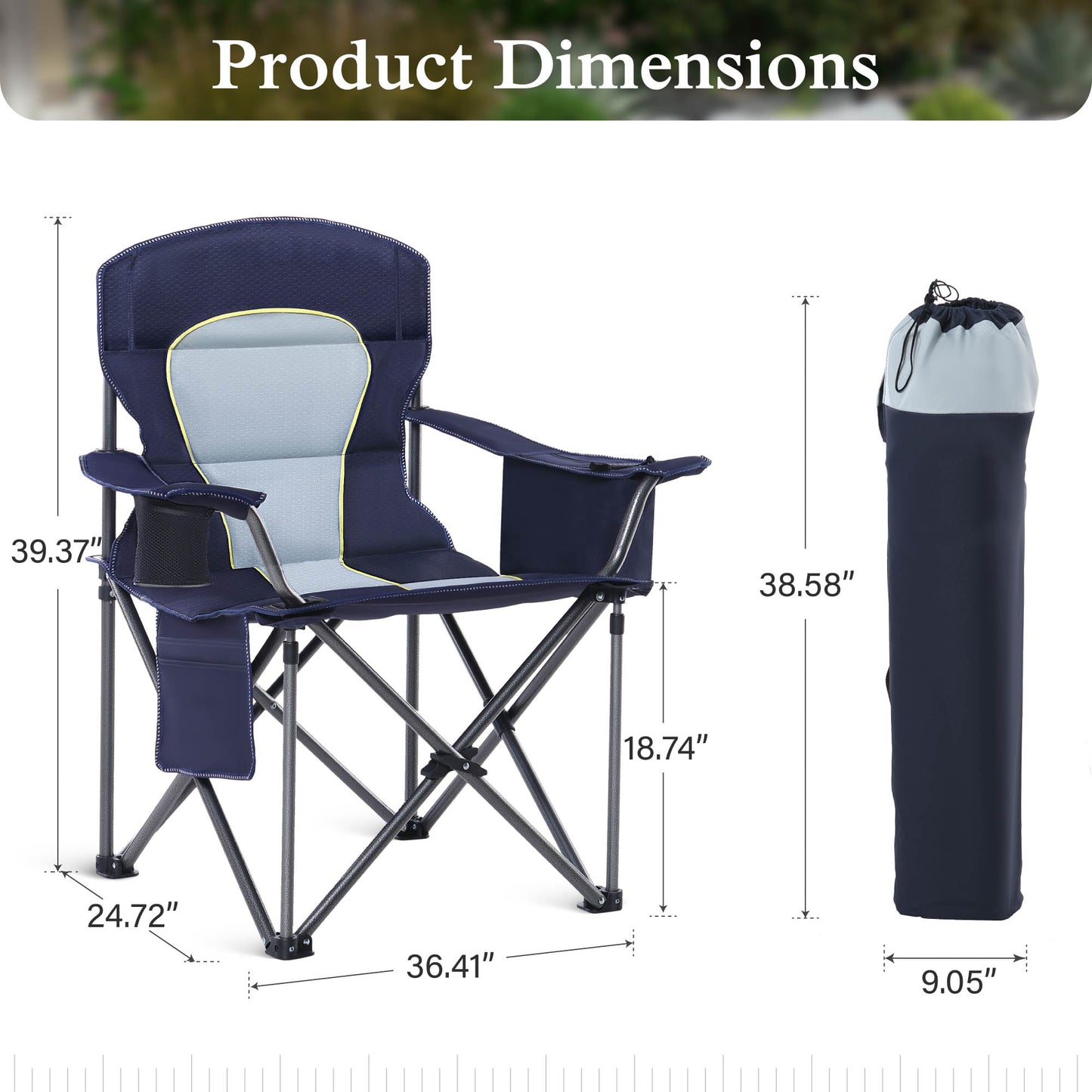Sophia & William Foldable Canopy Chair Portable Camping Lounge Chair Outdoor Sunshade Canopy Chair with Cup Holder, Royal Blue